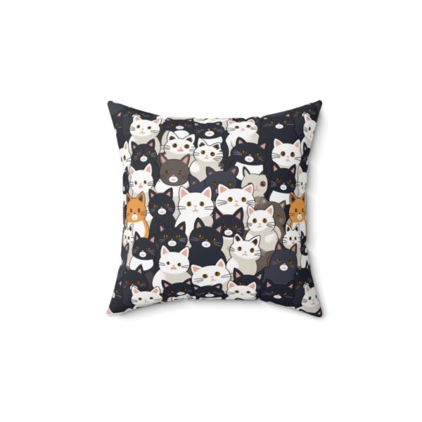Coussin carré chats blancs, gris, noirs et roux 35 cm – Image 2