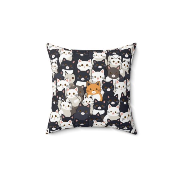 Coussin carré chats blancs, gris, noirs et roux 35 cm