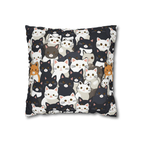 Taie oreiller carrée chats blancs, gris, noirs et roux 35 cm – Image 2