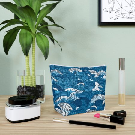 Pochette en coton vagues bleues